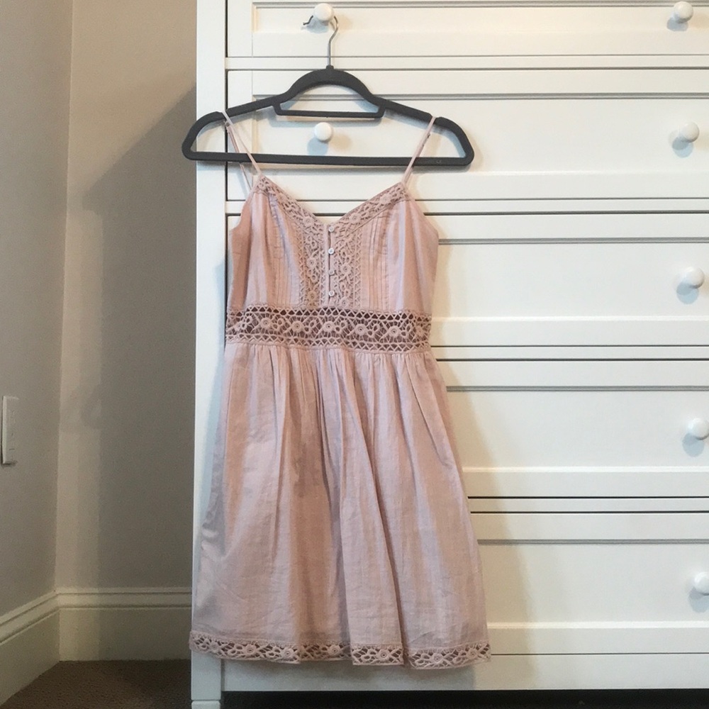 Pink tank top dress with Lacey detailing
